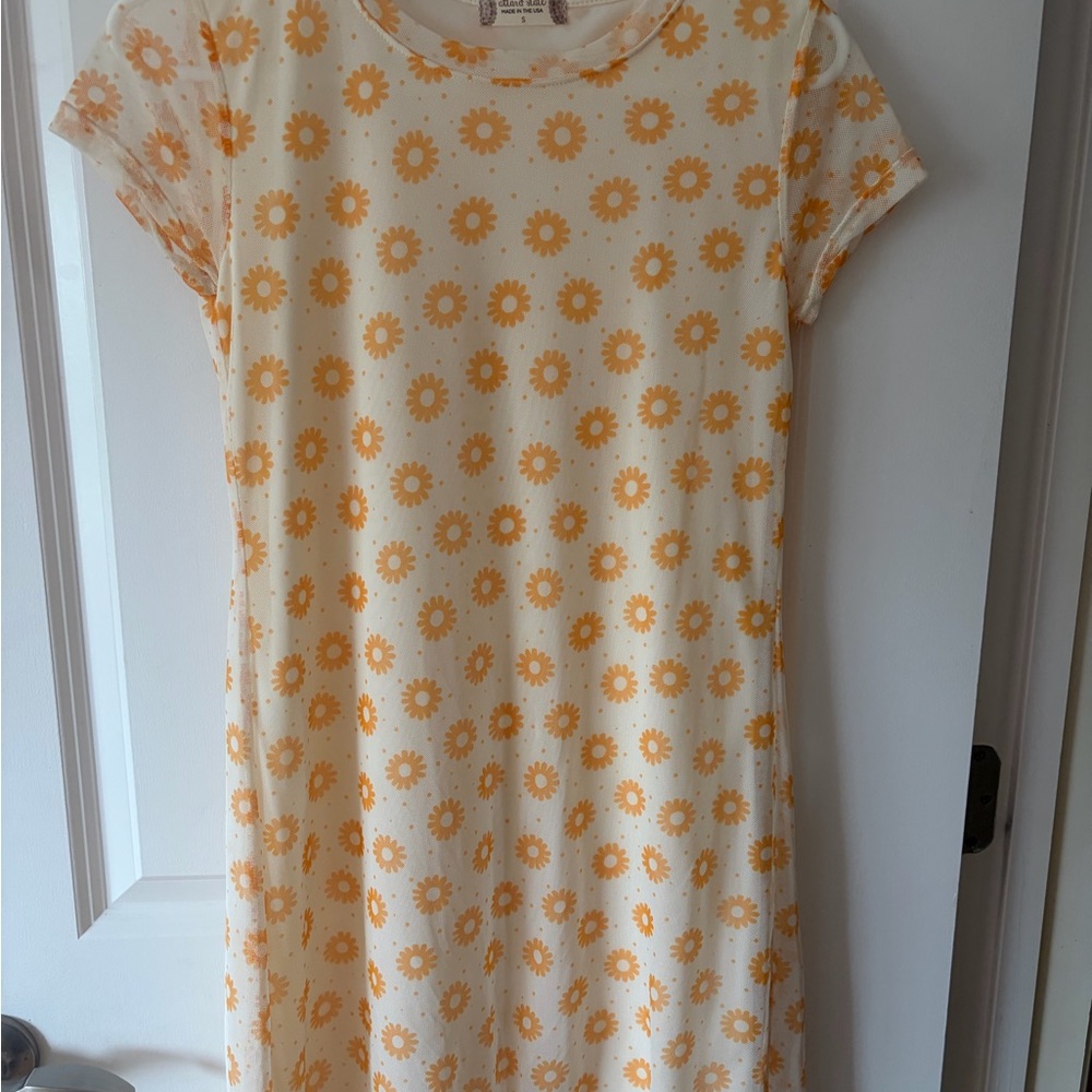 Altar'd State Cream and Orange Floral Midi Dress